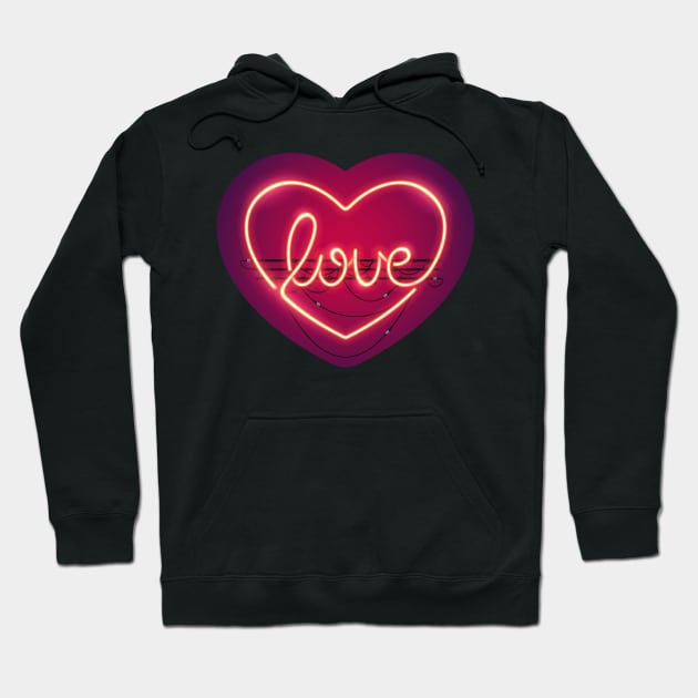 Love Heart Neon Sign Hoodie by Voysla